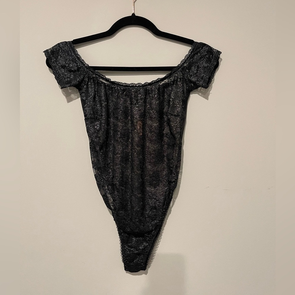 Victoria's Secret Black Shimmer Lace Top